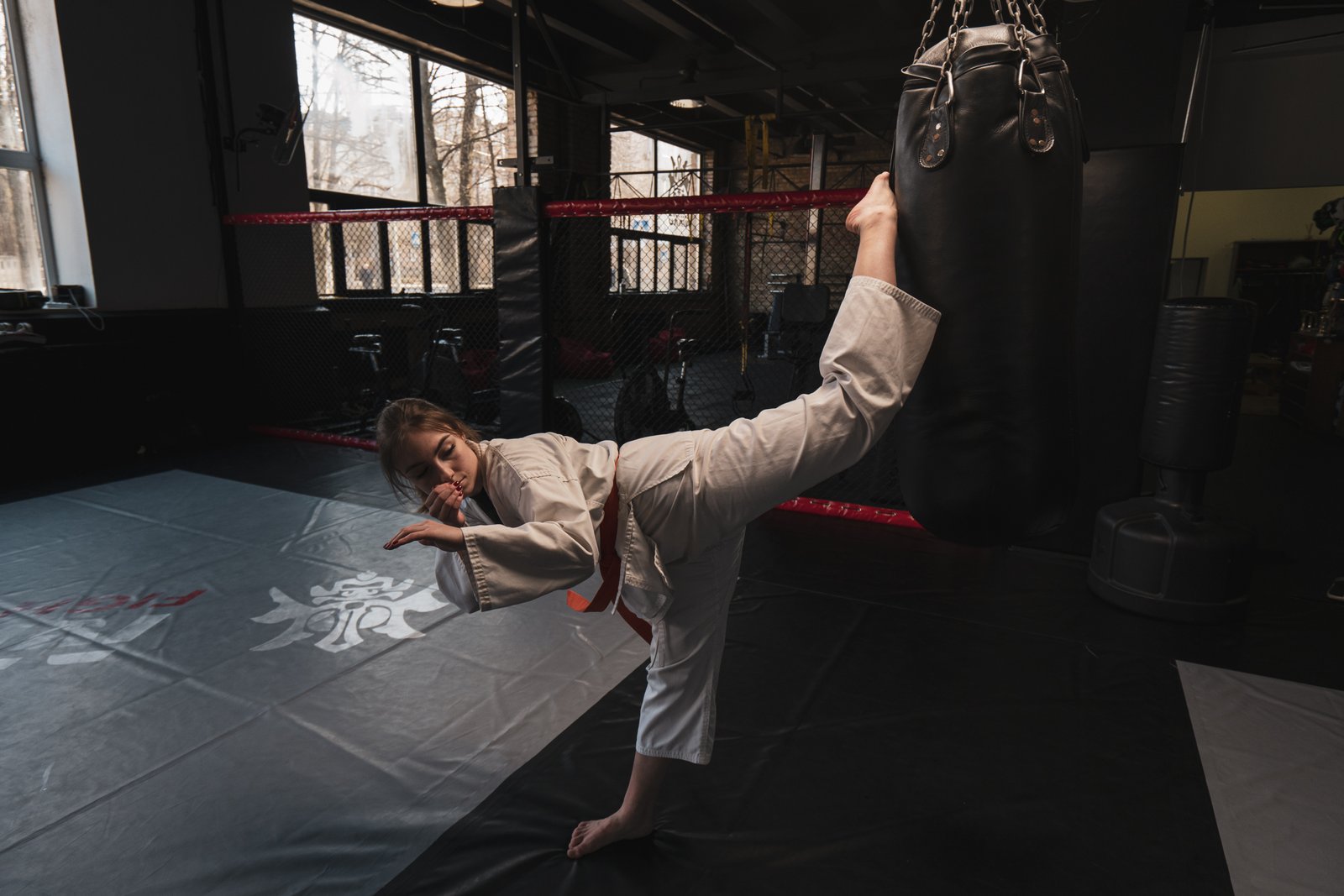Martial artist practicing focus and form